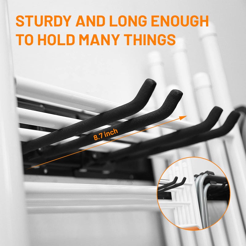 Wallmaster Garage Storage Organization Wall Mount, Garden Tool Rack Organizer Heavy Duty Folding Chair Hangers with 6 Adjustable Hooks 48inch Tracks Max Load 450lb - Image 3